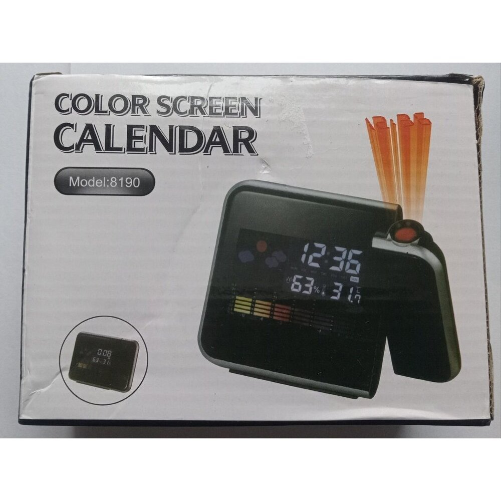 8190 Color Screen Projection Clock – Perpetual Calendar LED Alarm Display
